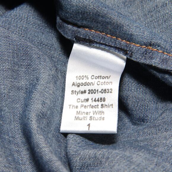 NEW Current/Elliott The Perfect Shirt with Studs Size 1 (Small) Blue Chambray - Picture 11 of 12